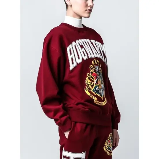 Harry Potter Hogwarts Men's Puff Print Maroon Crew Neck Sweatshirt image {4}