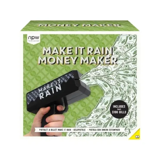 Make It Rain Money Maker: NPW Multicolor Money Gun Shooter Toy, 101 Pieces, Ages 5+ image {1}