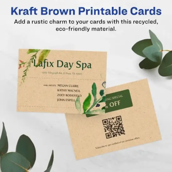 Avery Printable Business Cards, 2.5" x 3.5", Kraft Brown, 60ct image {1}