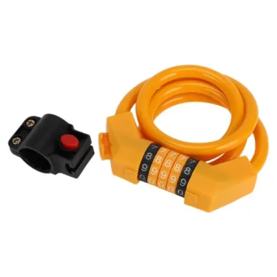 Unique Bargains Bike Lock Extended Bicycle Padlock Cable Resettable 5 Digit Bike Lock Orange Set image {6}