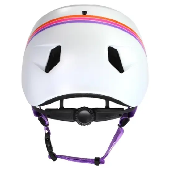 BERN Nino Razor Kids Bike & Skate Helmet &ndash; S/M &ndash; Satin White Purple Sunset &ndash; Flip Visor, Lightweight, Multi-Sport Protection, Adjustable Fit image {4}