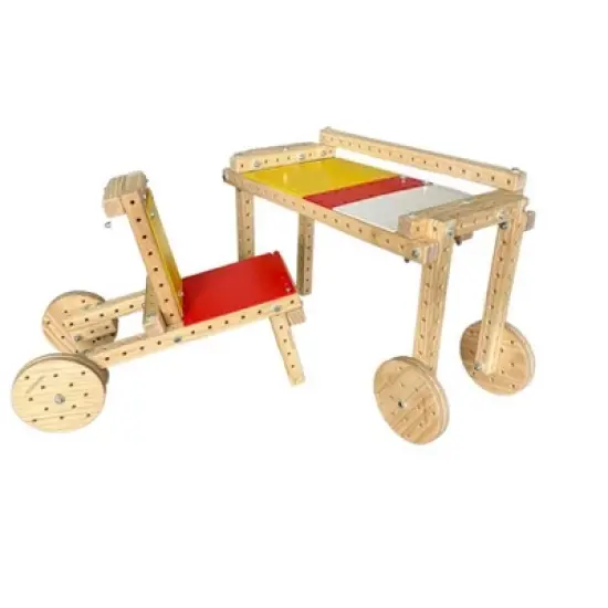 Woodmobiel by Funphix Standard Kit |Modular Construction Toy with 26 Wood Pieces, 4 Wheels, Real Nuts & Bolts image {7}