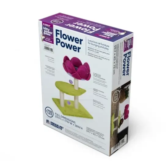 Prevue Pet Products Flower Power Cat Scratching Post, Green & Pink Fabric 7320 image {6}