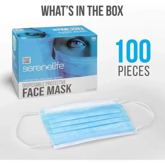 SereneLife 3 Layer Disposable Face Mask image {4}