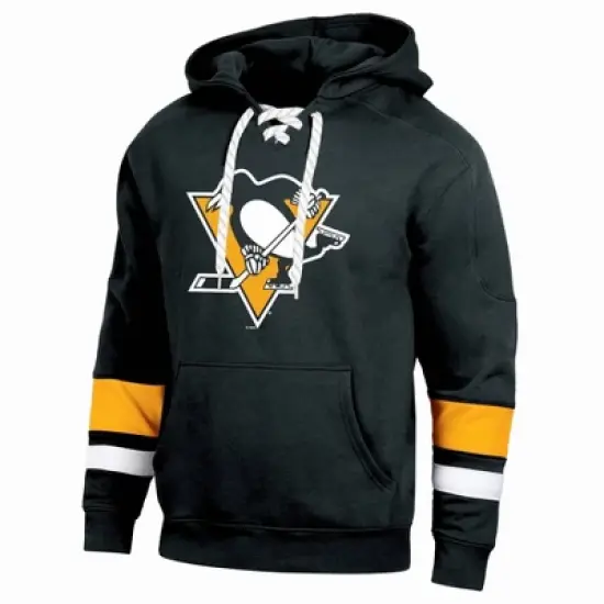 NHL Pittsburgh Penguins Men's Long Sleeve Hooded Sweatshirt with Lace image {3}