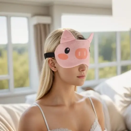 Soft Shy Pig Eyes Sleep Mask Pink 1 Pc image {1}