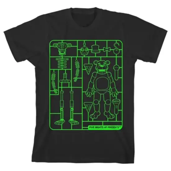 Five Nights at Freddy's Sister Location Toy Freddy Assembly Boy's Black T-shirt image {7}