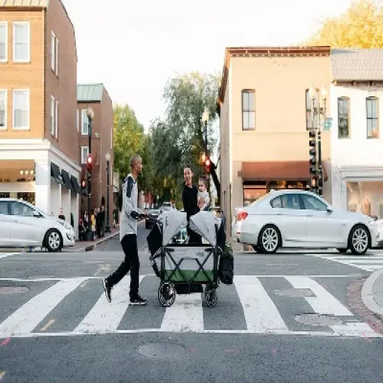Larktale caravan - 200 lbs. Capacity, Double Seater Collapsible Wagon, All-Terrain Stroller Wagon for Kids and Babies - 2023 Version - Gray/Green image {5}