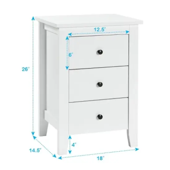 Nightstand End Beside Table Drawers Modern Storage Bedroom Furniture White image {1}