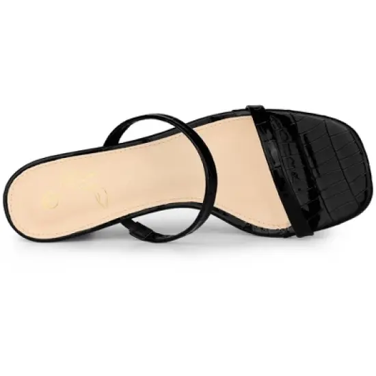 Perphy Dual Strap Croc Embossed Chunky Heel Slide Sandals image {3}