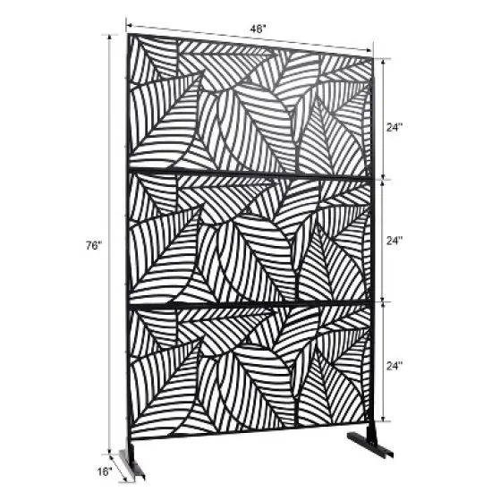 CAVINAS Patio Decorative Screen Metal Fence Privacy Screen with Leaf Pattern for Outside and Garden, 76" H&times;48" W image {4}