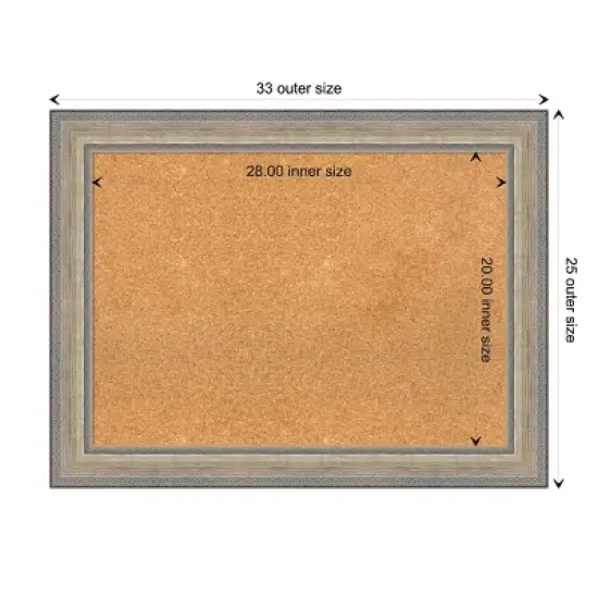 33"x25" Wood Frame Natural Cork Board Fleur Champagne Silver - Amanti Art image {9}