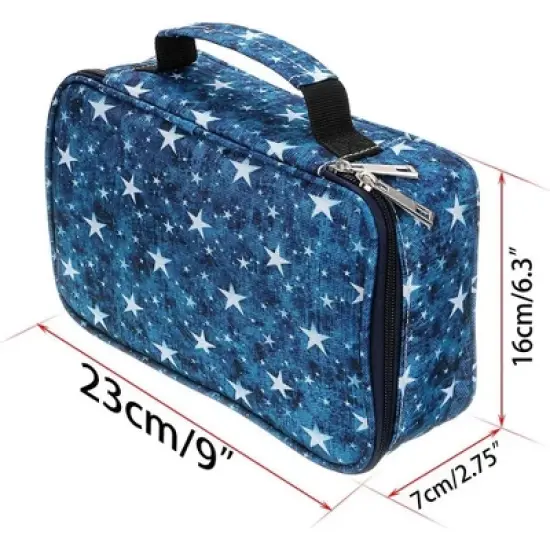 Zipper Pens Pencil Case with Pattern-Multi-functional Stationery Pencil Pouch (Star Blue) image {5}