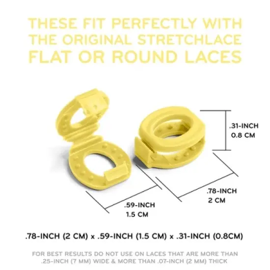 The Original Stretchlace Shoelace Knot Clips &ndash; Yellow Shoe Lace Bow Holder Accessory (3 Pair) image {2}