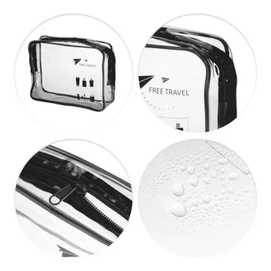 Unique Bargains Women's Transparent Waterproof Travel Cosmetic Bag Black 1 Pc image {2}