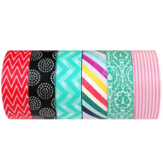 Wrapables Japanese Washi Masking Tape Collection, Premium Value Pack (Set of 6) image {31}