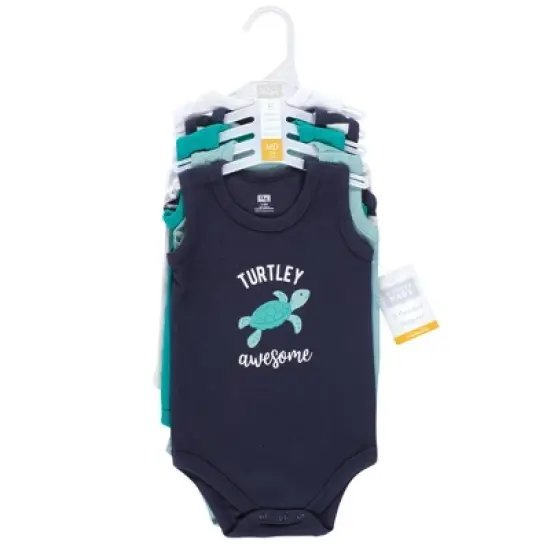 Hudson Baby Infant Boy Cotton Sleeveless Bodysuits, Sea Turtle image {1}