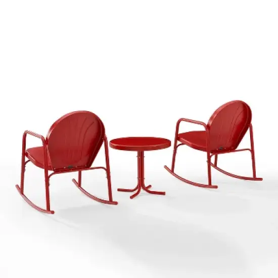Griffith 3pc Outdoor Rocking Chair Set - Red - Crosley image {2}