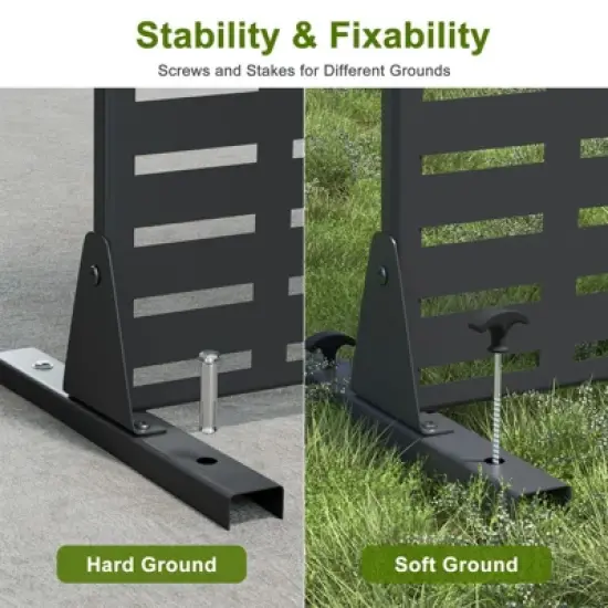 PexFix 72 x 47 Inch Lattice Design Metal Privacy Screen Freestanding Outdoor Divider Panel for Patio Deck Balcony Heavy Duty Base Weatherproof Black image {3}