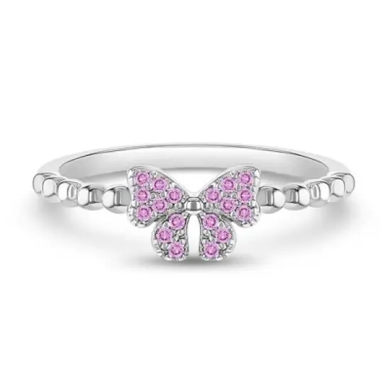 Girl's CZ Bow Sterling Silver Ring - In Season Jewelry image {7}