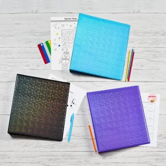 Avery Luxe Collection Durable Holographic 3 Ring Binder, Customizable View Cover, 1 Inch Round Rings, 1 Holographic Aqua Binder (03224) image {5}