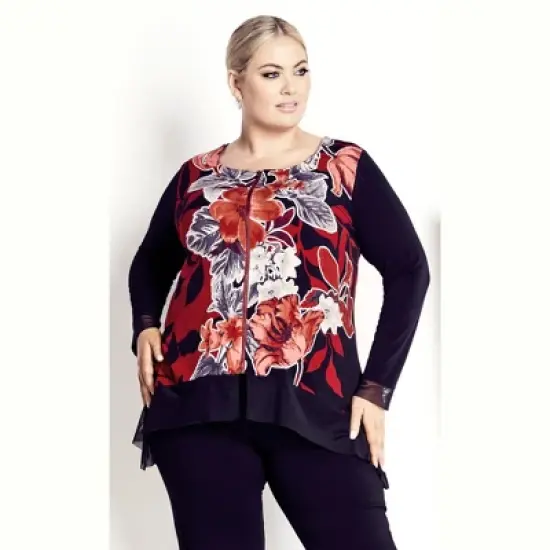Women's Plus Size Chelsea Zip Front Top - black | AVENUE image {6}