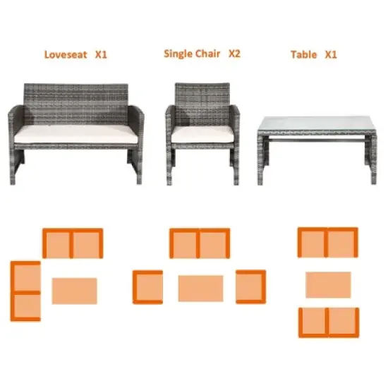 Tangkula 8PCS Patio Outdoor Rattan Furniture Set w/ Cushioned Chair Loveseat Table image {9}