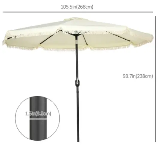 NicBex 9FT Fringe Patio Umbrella with Tilt & Crank,Foldable Outdoor Patio Table Umbrella,Patio Market Umbrella for Pool,Deck & Garden image {5}