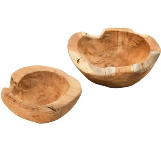 Storied Home Teakwood Bowls, Set of 2 (Each One Will Vary) image {3}