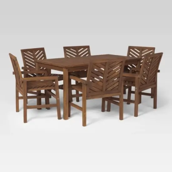 7pc Slatted Chevron Acacia Patio Dining Set - Saracina Home image {12}