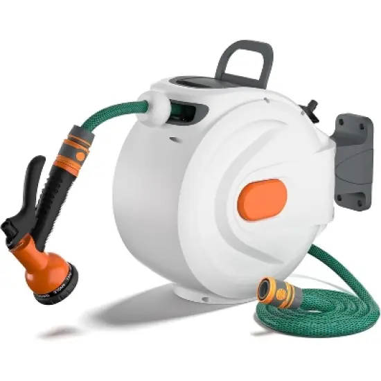 SKONYON Garden Hose Reel Set Heavy-Duty Resin Case for 1/2" Hose image {7}