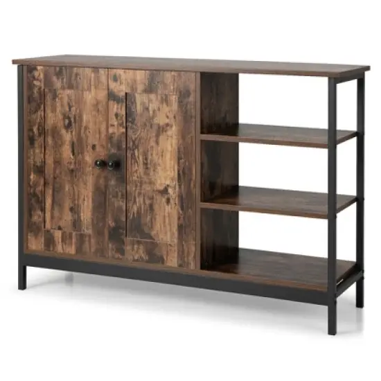 Costway 2-Door Industrial Kitchen Storage Cabinet Buffet Sideboard Open Shelves image {6}