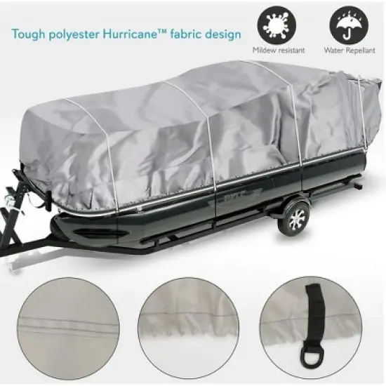 Pyle Armor Shield Trailer Guard Pontoon Boat Cover 25'-28' L Beam Width to 96'' - Tough Polyester image {1}