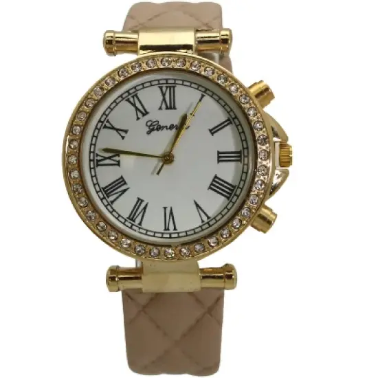 OLIVIA PRATT QUILTED AND GOLD LEATHER STRAP WATCH image {4}