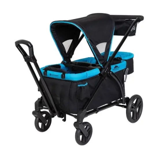 Baby Trend Expedition 2 in 1 Push or Pull Stroller Wagon Plus with Canopy, Choose Between Car Seat Adapter or Built In Seating for 2 Children, Blue image {1}