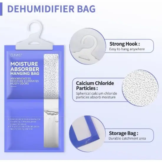 CLEVAST Moisture Absorbers Packets 10 Pack, Dehumidifier Bags for Closet, Absorber in Wardrobes, Bedrooms, Bathrooms(Net Wt. 230g/Pack) image {3}