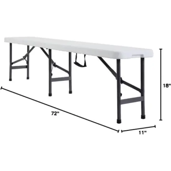 VINGLI 6 FT Plastic Folding Bench,Portable Indoor/Outdoor Picnic Party Camping Dining Seat, Garden Soccer Entertaining Activities, White image {2}