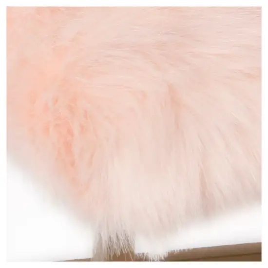 Faux Fur Rectangle Bench - Pink - HomePop image {6}