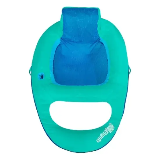 SwimWays Spring Float Swimming Pool Lounger Chaise Inflatable Floating Chair w/ Cup Holder & Additional Leg Room image {3}