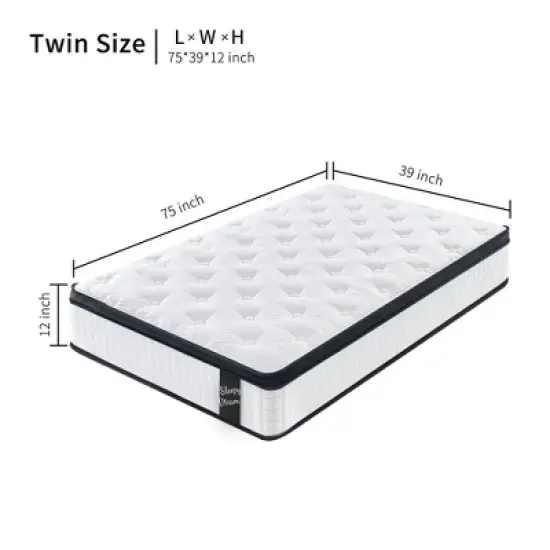 PAGED 7-Zoned Cool Memory Foam Mattress 12 Inch Twin Size Mattress with Breathable Soft Knitted Fabric for Bedroom image {4}