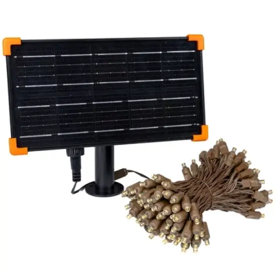 Novelty Lights 100 True Twinkle (100%) LED Solar Powered String Lights 4" Spacing Brown Wire 44 Feet image {10}
