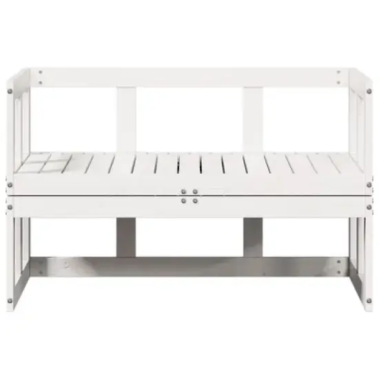 vidaXL Patio Sofa Bench Extendable Outdoor Garden Seating Furniture Solid Wood - White image {4}
