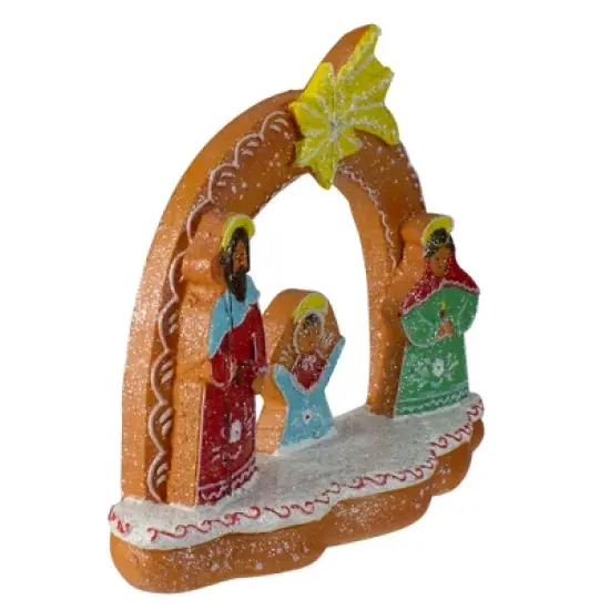 Northlight Glitter Dusted Gingerbread Holy Family Christmas Nativity Decoration - 8" image {1}