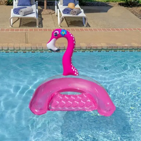 Swim Central 60" Inflatable Flamingo Swimming Pool Sling Chair Pool Float image {1}