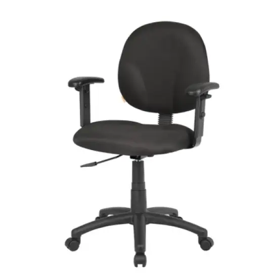 Diamond Task Chair with Adjustable Arms Black - Boss Office Products: Ergonomic, Mid Back, Swivel, Office Support image {1}