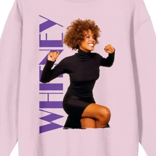 Whitney Houston Power Pose Crew Neck Long Sleeve Cradle Pink Unisex Adult Tee-3XL image {1}
