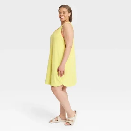 Women's Terry Mini Tank Shift Dress - A New Day&trade; Yellow 4X image {2}
