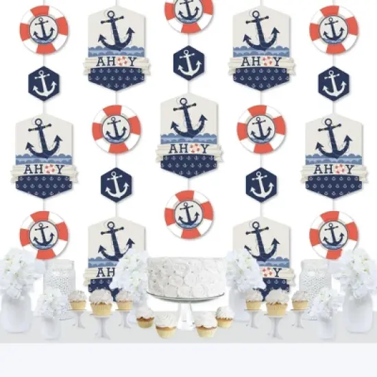 Big Dot of Happiness Ahoy - Nautical - Baby Shower or Birthday Party DIY Dangler Backdrop - Hanging Vertical Decorations - 30 Pieces image {1}