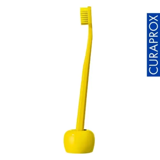 Curaprox Toothbrush Holder Yellow, Hygienic Upright Stand for Clean and Organized Storage image {2}