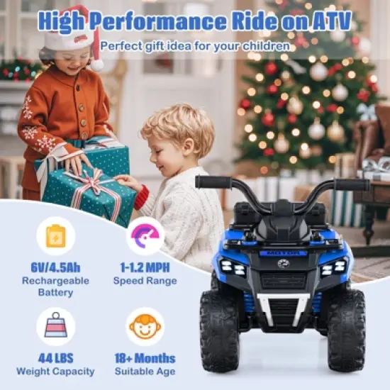 Costway 6V Toddler Ride On Electric Car ATV with Lights & Music & USB Port Storage Box Toy Car Red/Blue/Khaki/Green/Pink image {8}